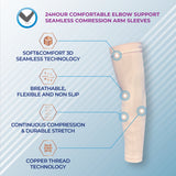 24 HOUR COMFORTABLE ELBOW SUPPORT SEAMLESS COMPRESSION ARM SLEEVE