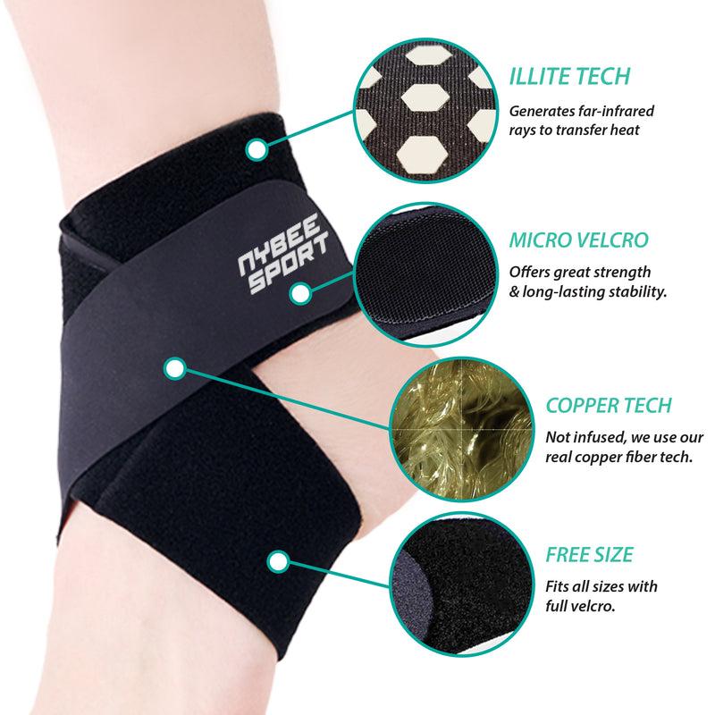 NYBEE Sport Coppernova Adjustable Strength Compression Stabilizing Ankle & Multy Support Wrap