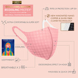 [GOLD LABEL] NYBEE SPORT COOLING PROTEX COPPER & NANO SILVER 24HR BREATHABLE COMFY SPORT FACE MASK WASHABLE - BABY PINK /SQUARE - 1PACK